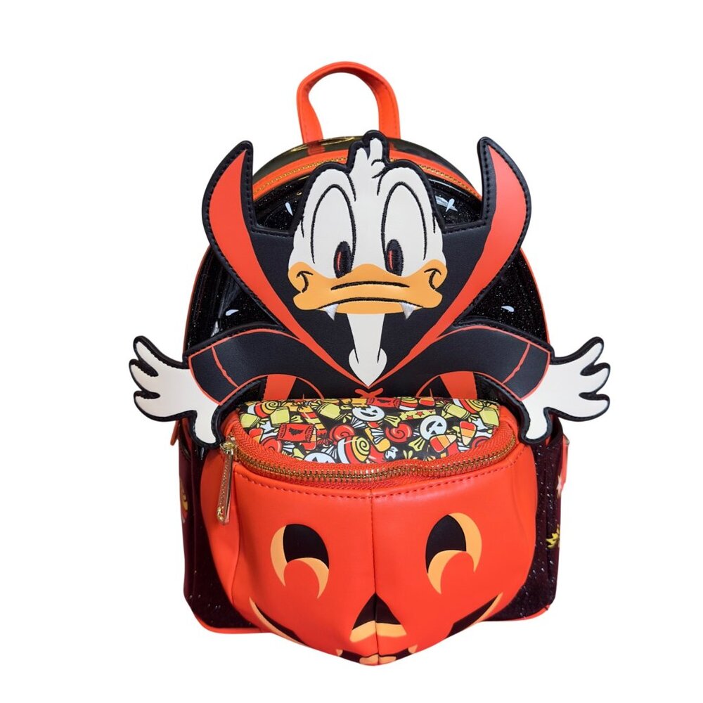 Donald Duck Vampire Halloween Mini Loungefly Backpack With Pumpkin